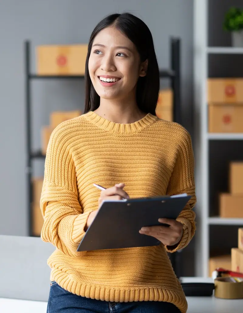 Bakery owner discussing online growth strategy