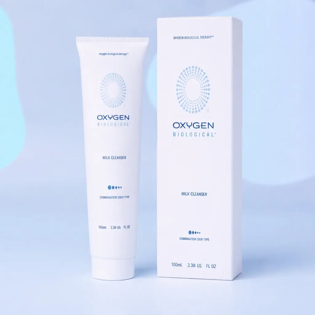 Oxygen Biological Milk Cleanser packaging design – premium product branding